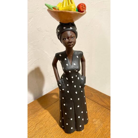 Jamaican Creole Woman, Folk Art Pottery Red Clay matte Sculpture - Picture 3 of 8